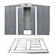 New Metal Garden Shed Grey 8 X 6 Outdoor Apex Roof 2 Door Free Foundation