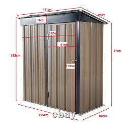 New Metal steel Garden Shed Storage Sheds Heavy Duty Outdoor Brown Lockable Door