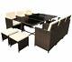 New Outdoor Garden Furniture Set Patio Poly Rattan Conservatory Brown Cube 11pc