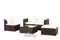 New Poly Rattan Outdoor Garden Furniture Set Brown Malaga Cushion Patio Lounge