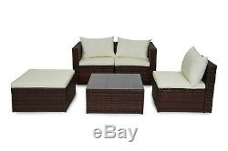 New Poly Rattan Outdoor Garden Furniture Set Brown Malaga Cushion Patio Lounge