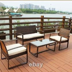 New Rattan Garden Furniture Set 4 Piece Chairs Sofa Table Outdoor Patio
