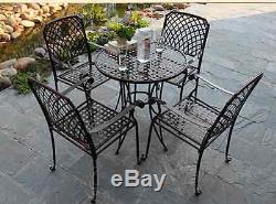 OUTDOOR TABLE CHAIR PATIO SETTING MARBLE Metal Garden Balcony Cafe Black Square
