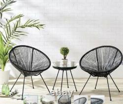 Outdoor Bistro Garden Table and 2 Chairs (Rattan) BRAND NEW