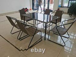 Outdoor Dining Set 7pcs Garden Table Stacking Chairs Rattan Garden Dining Set