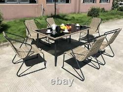 Outdoor Dining Set 7pcs Garden Table Stacking Chairs Rattan Garden Dining Set