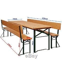 Outdoor Folding Trestle Table And Bench Set Large Dining Wooden Garden Furniture