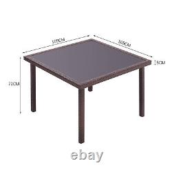 Outdoor Garden Furniture Rattan Tempered Glass Top Dining Tables for 4-6 Seater