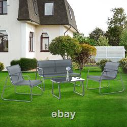 Outdoor Garden Furniture Set 4 Seater Sofa Chairs Rectangular Table Patio