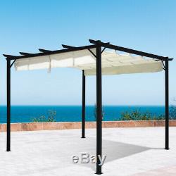 Outdoor Garden Gazebo Sun Shade Retractable Roof Canopy Awning Pavilion Tent
