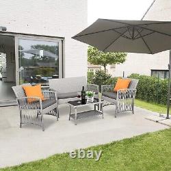 Outdoor Garden Lounge Set with Cushions Glass Table Garden 4pcs Set