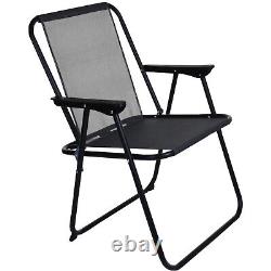 Outdoor Garden Patio Furniture 6pc Set 4 Folding Chair Round Glass Table Parasol