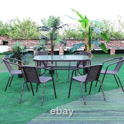 Outdoor Garden Patio Furniture Set Glass Dining Coffee Table & 4/6Rattan Chairs