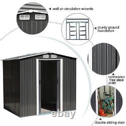 Outdoor Garden Shed Metal Storage House 8x8 Tool Box Apex Sheds with Sturdy Base