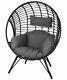 Outdoor Garden Standing Egg Chair Rattan Effect Patio Charcoal Cushions