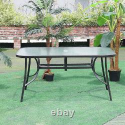 Outdoor Glass Bistro Dining Table Cocktail Tables Garden Patio with Parasol Hole