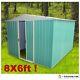 Outdoor Heavy Duty 8x6ft Metal Garden Shed Storage With Free Base Framework