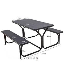 Outdoor Picnic Table and Bench Set Heavy-Duty Garden Furniture Gathering/Party