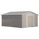 Outsunny 13 X 11ft Outdoor Garden Storage Shed With2 Doors Galvanised Metal Grey