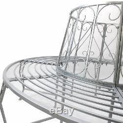 Outsunny 160cm Garden Round Tree Bench Outdoor Chair Metal Patio Circular Seat
