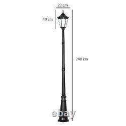 Outsunny 2.4m Garden Lamp Post Light LED Solar Powered Patio Path Lighting Lamp