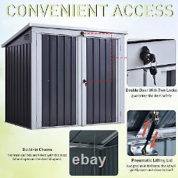 Outsunny 2-Bin Corrugated Steel Rubbish Storage Shed with Locking Doors Lid Unit