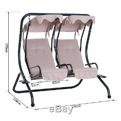 Outsunny 2 Seater Garden Metal Swing Seat Patio Swinging Chair Hammock Canopy