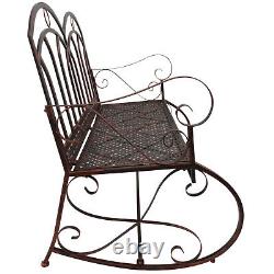 Outsunny 2 Seater Metal Garden Bench Outdoor Rocking Chair Bronze Love Seat