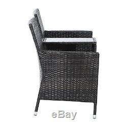 Outsunny 2 Seater Rattan Chair Garden Furniture Patio Love Seat With Table Brown