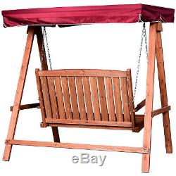 Outsunny 2 Seater Wooden Garden Swing Chair Outdoor Seat Furniture Hammock Bench