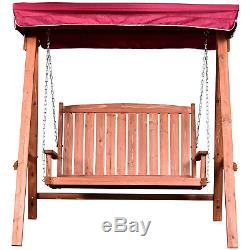 Outsunny 2 Seater Wooden Garden Swing Chair Outdoor Seat Furniture Hammock Bench