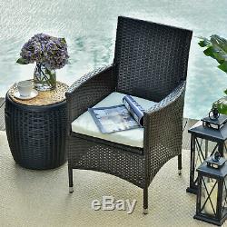Outsunny 2PC Outdoor Rattan Armchair Wicker Dining Chair Set Garden Furniture