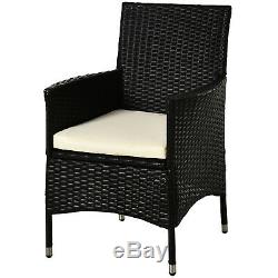 Outsunny 2PC Outdoor Rattan Armchair Wicker Dining Chair Set Garden Furniture