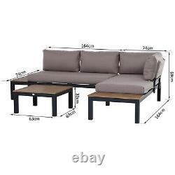 Outsunny 3 PCs Garden Outdoor Sectional Corner Sofa Lounge and Coffee Table Set
