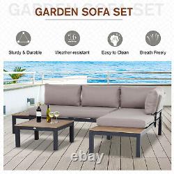 Outsunny 3 PCs Garden Outdoor Sectional Corner Sofa Lounge and Coffee Table Set