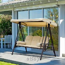 Outsunny 3 Seater Swing Chair Outdoor Metal Bench Garden Hammock Canopy Lounger