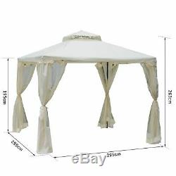 Outsunny 3 x 3m Metal Gazebo Garden Outdoor 2-Tier Roof Marquee Party Tent White