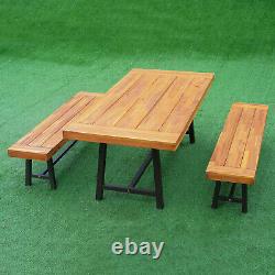 Outsunny 3PC Garden Wood Dining Set Outdoor Picnic Table Bench Chair Camping BBQ