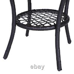 Outsunny 3PC Rattan Bistro Set Garden Wicker Rocking Chair Coffee Table Cushions