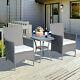Outsunny 3pc Rattan Bistro Set Wicker Furniture For Garden Outdoor Balcony Patio