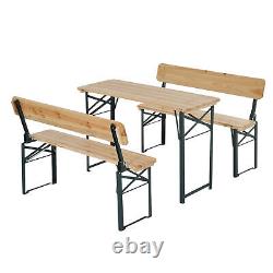 Outsunny 3PC Wooden Garden Picnic Set Patio Dining Beer Table Bench Chair Party