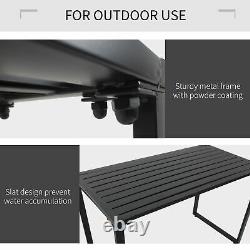 Outsunny 3Pcs Outdoor Dining Set Metal Beer Table Bench Patio Garden Yard