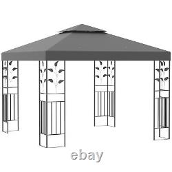 Outsunny 3m x 3m Outdoor Decorative Garden Gazebo Canopy Steel Frame Grey