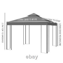 Outsunny 3m x 3m Outdoor Decorative Garden Gazebo Canopy Steel Frame Grey