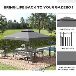 Outsunny 3m x 3m Outdoor Decorative Garden Gazebo Canopy Steel Frame Grey