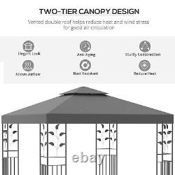 Outsunny 3m x 3m Outdoor Decorative Garden Gazebo Canopy Steel Frame Grey