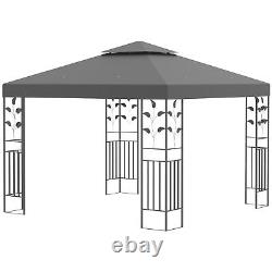 Outsunny 3m x 3m Outdoor Decorative Garden Gazebo Canopy Steel Frame Grey