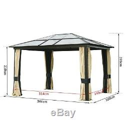 Outsunny 3x3.6m Aluminium Gazebo Canopy Patio Marquee Party Tent Outdoor Garden