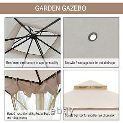Outsunny 3x3M Metal Gazebo Outdoor Party Tent Shelter Garden Canopy Beige