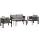 Outsunny 4 Piece Garden Sofa Set With Tempered Glass Coffee Table Padded Cushions